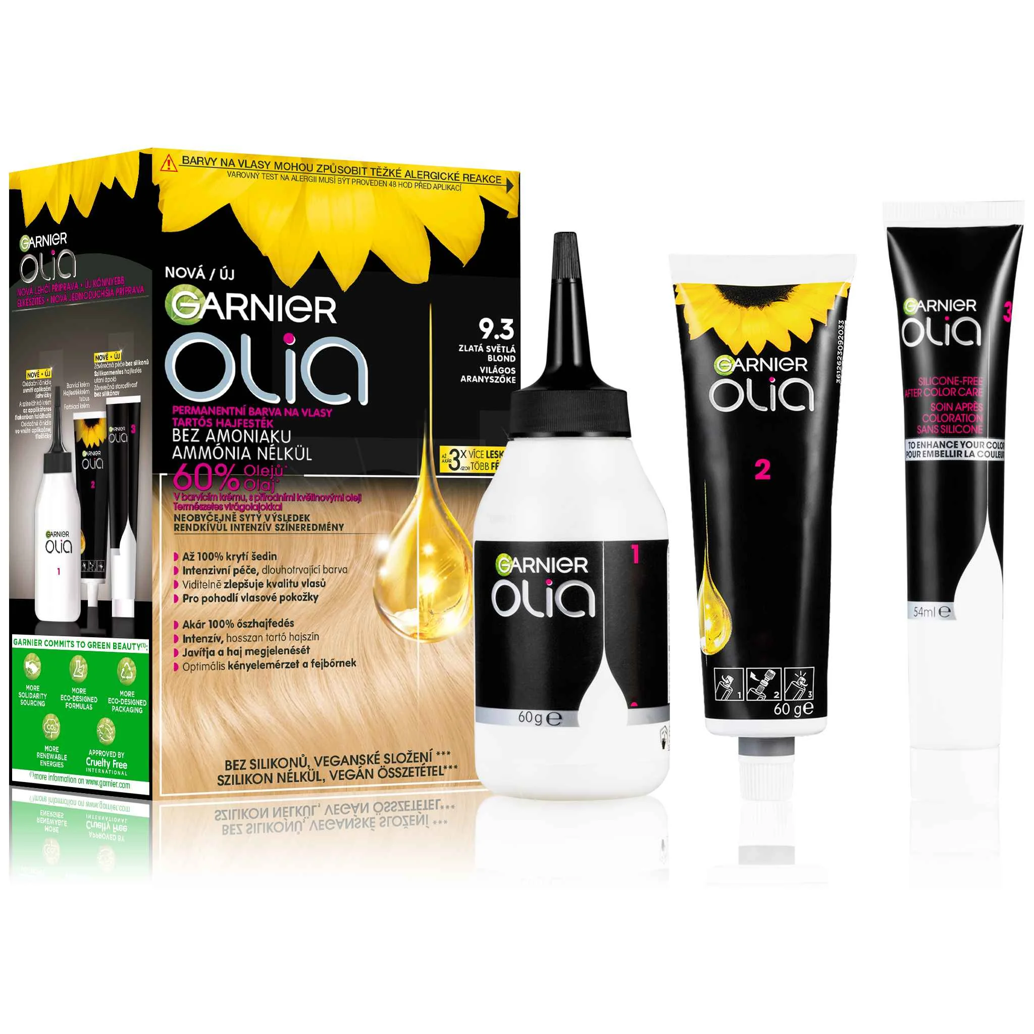 Garnier Olia permanentná farba na vlasy 9.3 Zlatá svetlá blond 1×1 set, permanentná farba na vlasy