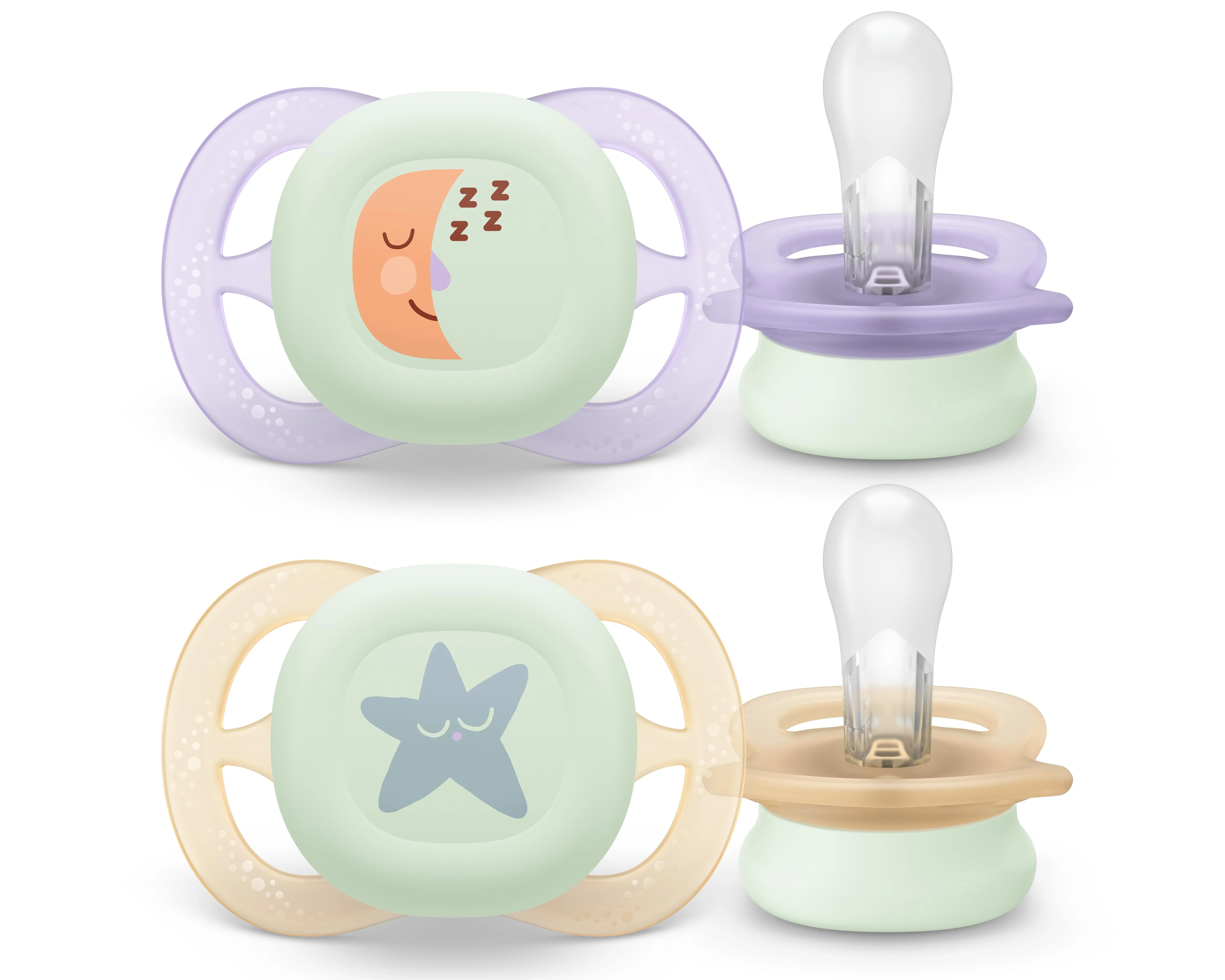 Philips AVENT - Cumlík Ultrastart s obrázkom SCF075/17, nočný 0-2 m, dievča 2 ks