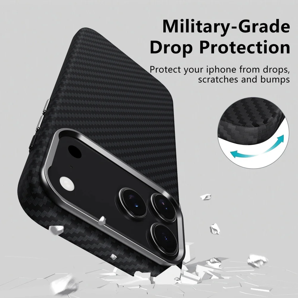 Tech-Protect Ion Carbon MagSafe kryt na iPhone 17 Pro Max, čierny/strieborný eborný