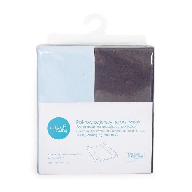 Poťah na prebaľovaciu podložku 50x70-80 cm 2 ks Dark Grey+Blue