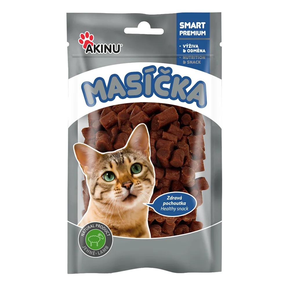 Akinu MASÍČKA Kúsky jahňacieho mäsa pre mačky 20 x 50 g