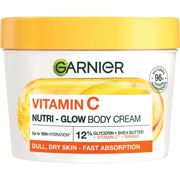 Garnier Body Food Glow krém na rozjasnenie pokožky s mangom + vitamínom C 1×380 ml, krém na pokožku