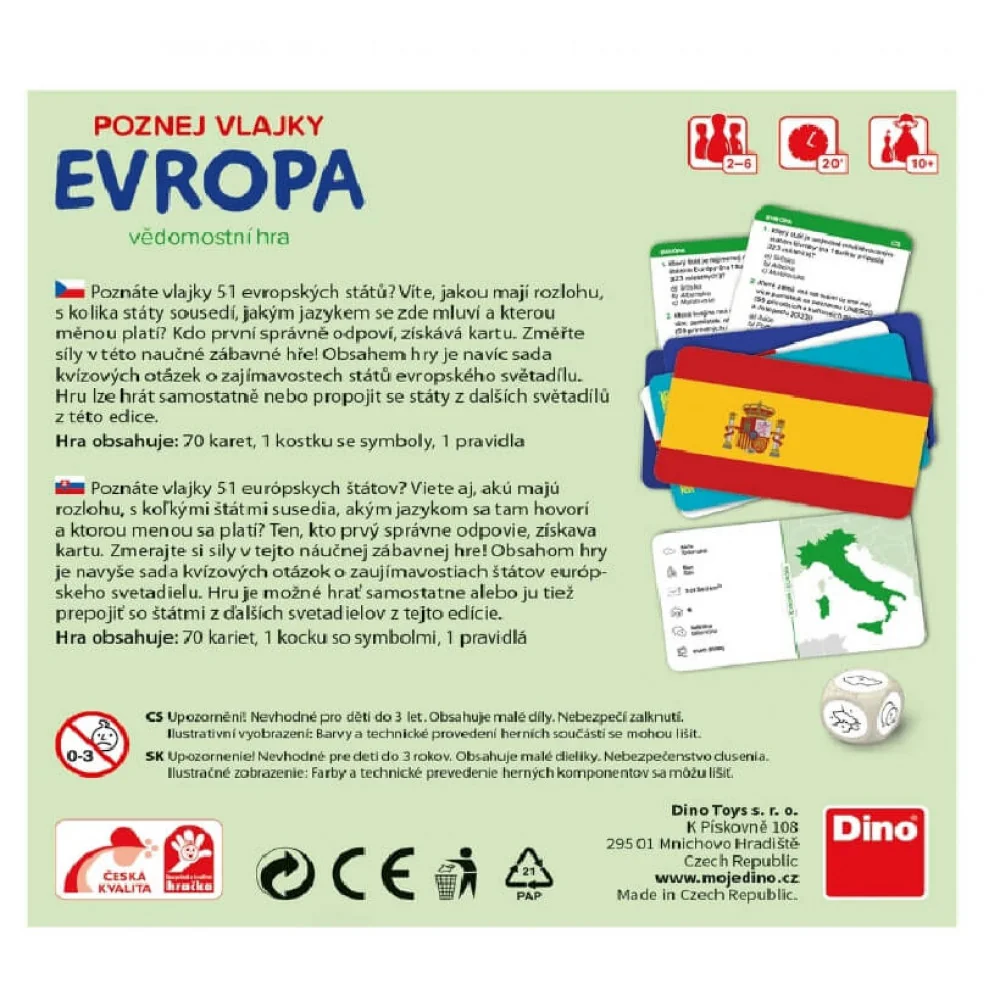 Poznaj vlajky Európa, Spoločenská hra-DINOTOYS