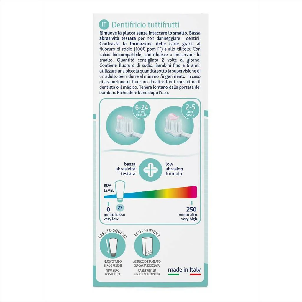 CHICCO Pasta zubná Ovocný mix s fluórom 50ml, 1-5r 1×50 ml, zubná pasta