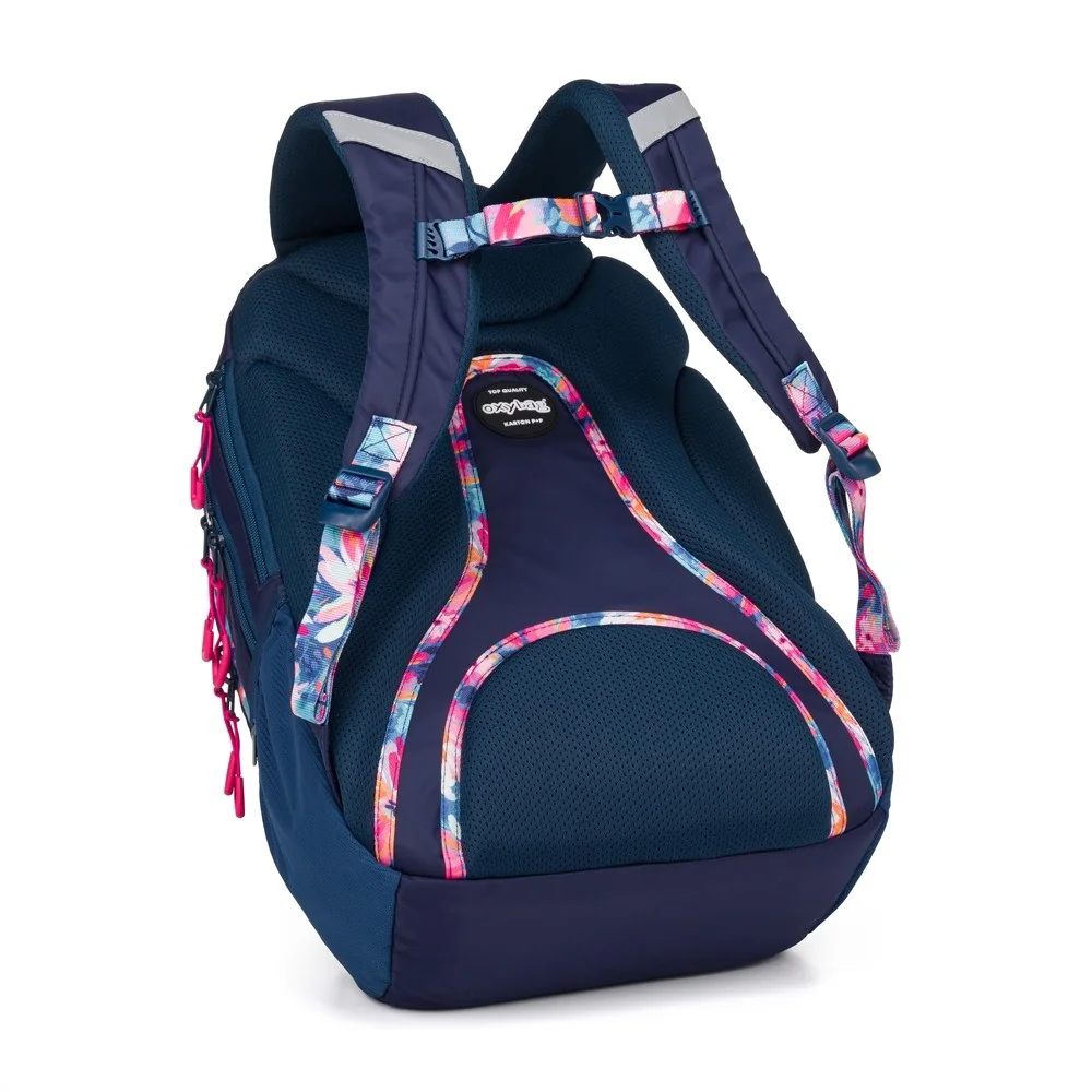 Študentský batoh OXY SPORT Flowers Blue s peračníkom set 2 ks