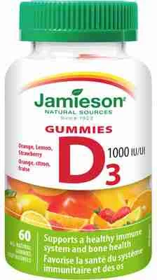 Jamieson Vitamín D3 1000 IU Gummies 60ks 1×60 tbl, výživový doplnok