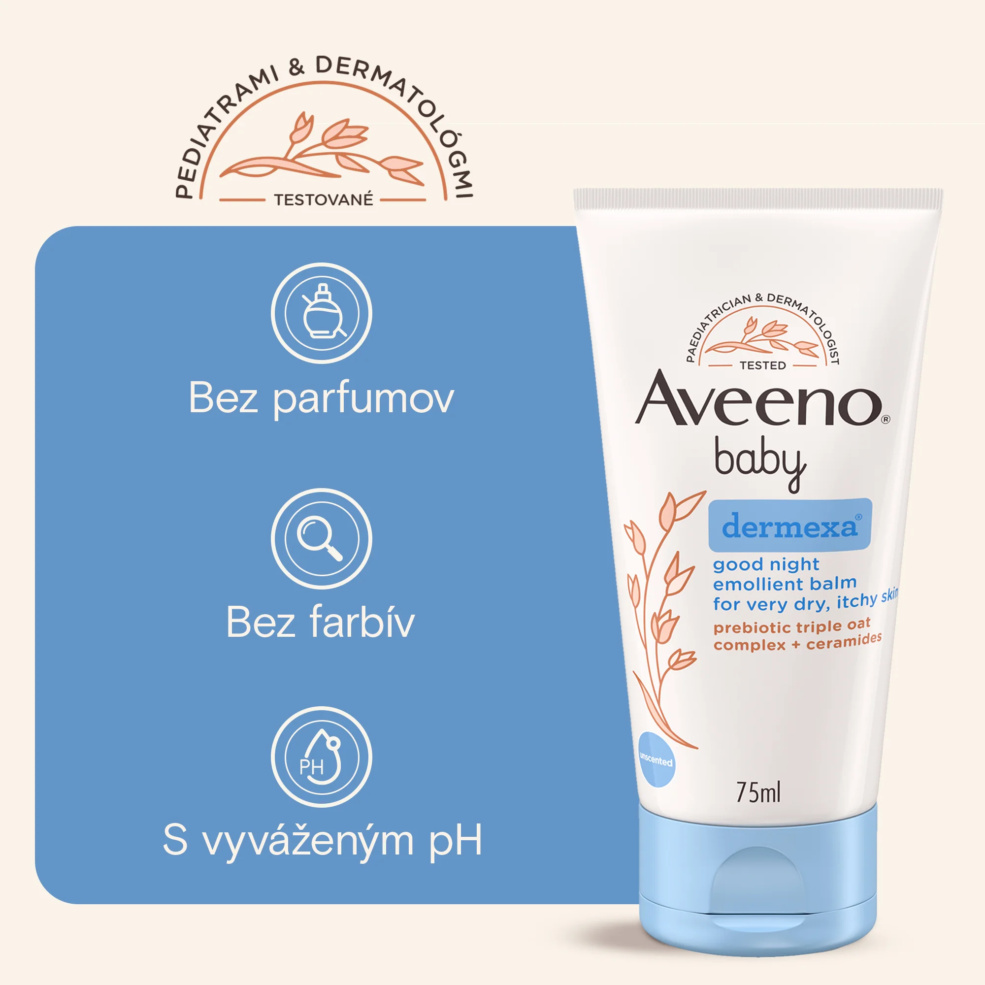 AVEENO® Baby Dermexa Emolienčný balzam na dobrú noc 75 ml
