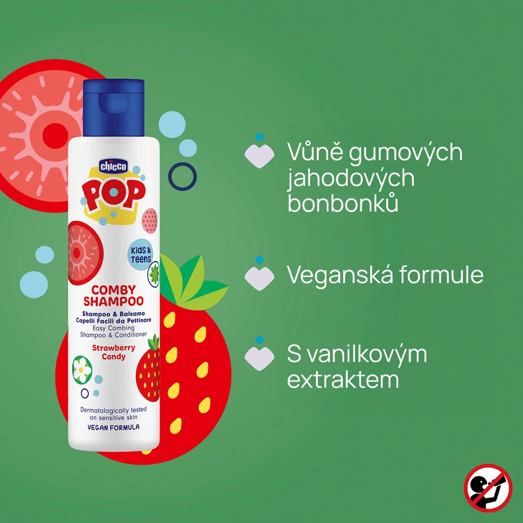 CHICCO Šampón a kondicionér Comby Strawberry POP pre deti a teenagerov 250 ml