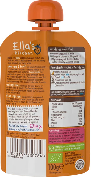 Ella's Kitchen BIO Raňajky mango a jogurt 1×100 g, detská výživa