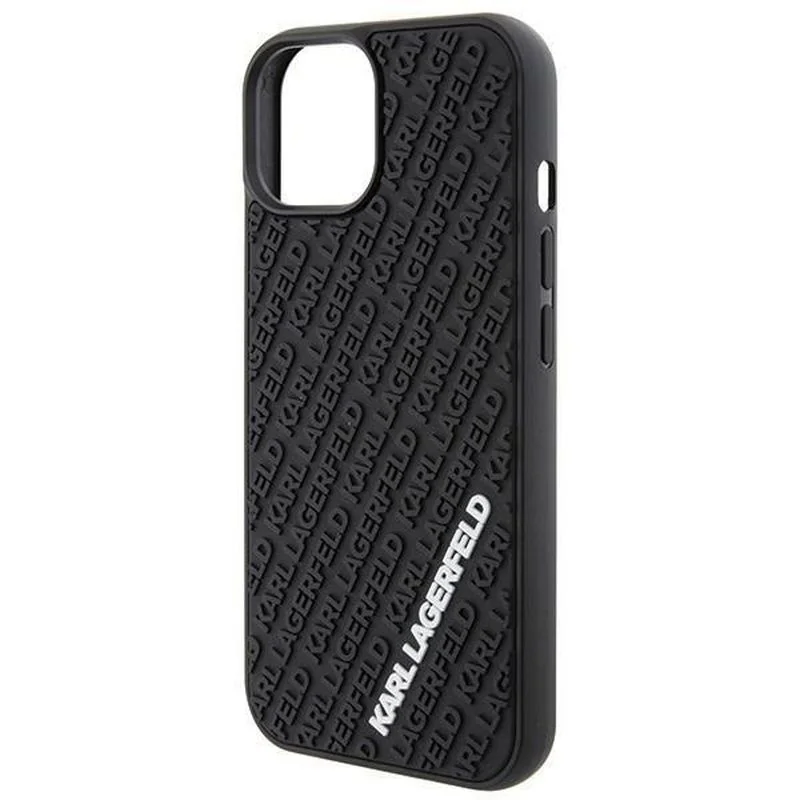 Karl Lagerfeld 3D Rubber kryt na iPhone 15, čierny