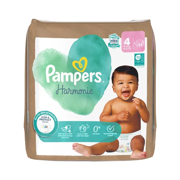 Pampers Harmonie plienky veľkosť 4, 9kg-14kg 24 ks