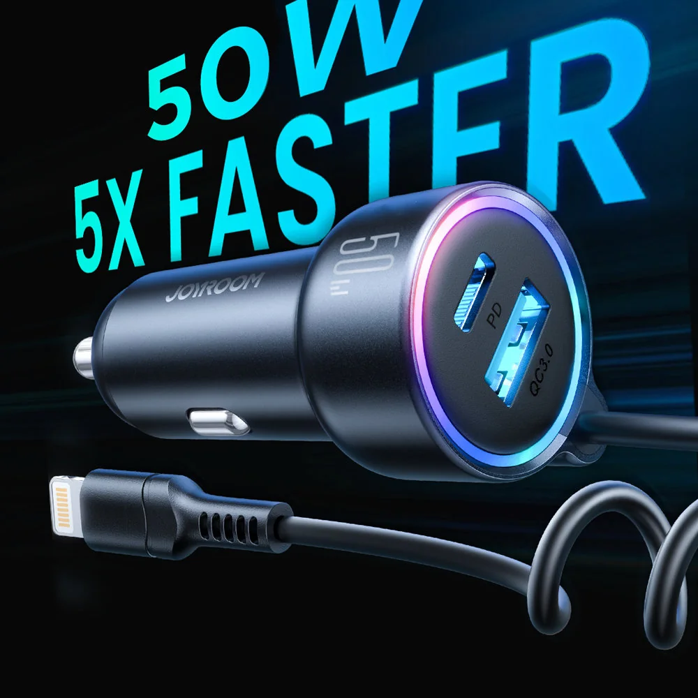 Joyroom JR-CL08 autonabíjačka 45W + Lightning kábel 1.5m, čierna