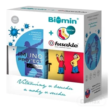 Biomin IMUNO PROTECT JUNIOR + darček Fusakle 1x1 set,1x60  + 1x1 pár detských ponožiek