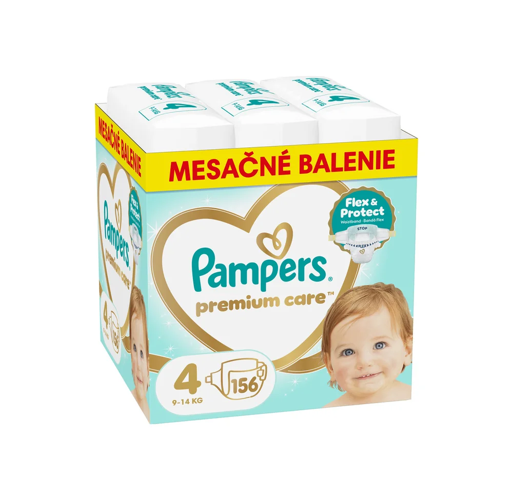 Pampers Premium Care detské plienky veľkosť 4, 9kg-14kg 156 ks
