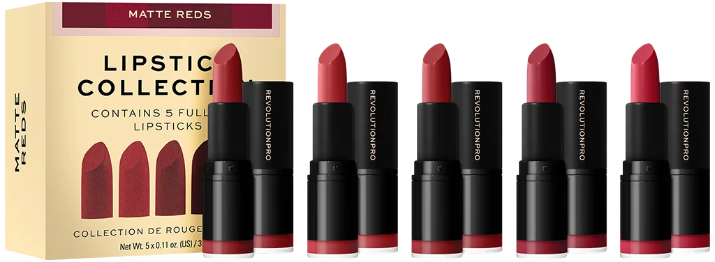 Revolution PRO súprava rúžov Matte Reds 1×5 ks, súprava rúžov
