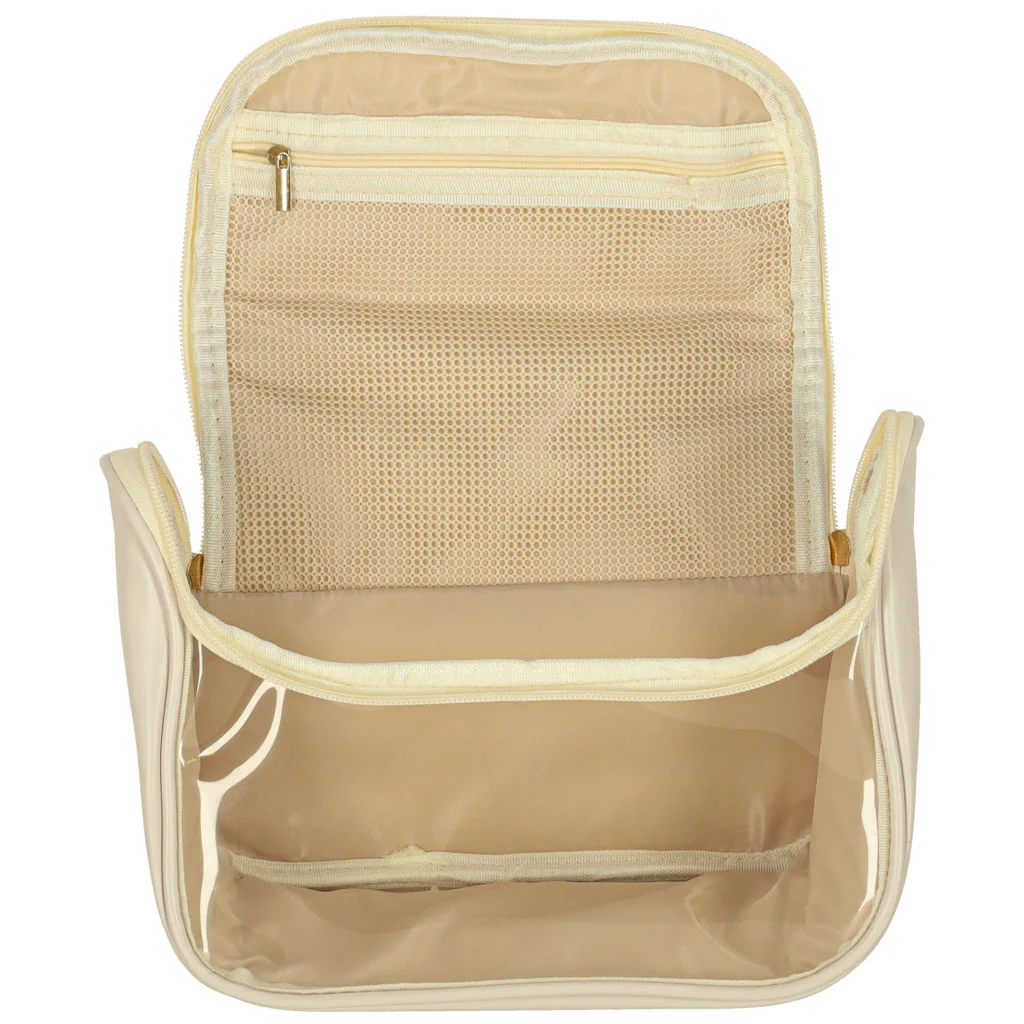 Cestovný kozmetický kufrík Ikonka 25×12×18 cm – béžový organizér