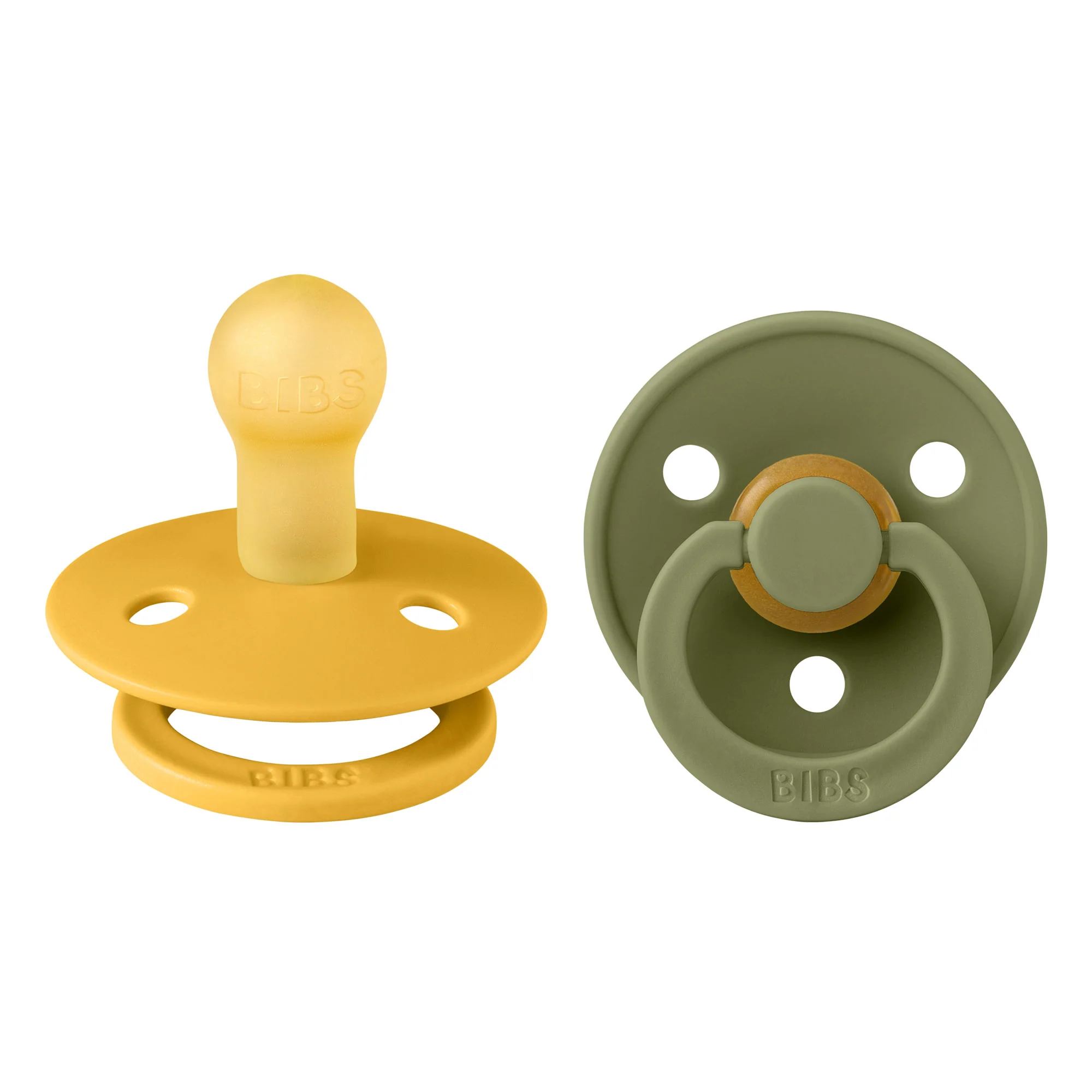 BIBS Colour cumlíky z prírodného kaučuku 2ks veľkosť 1 - Honey Bee / Olive