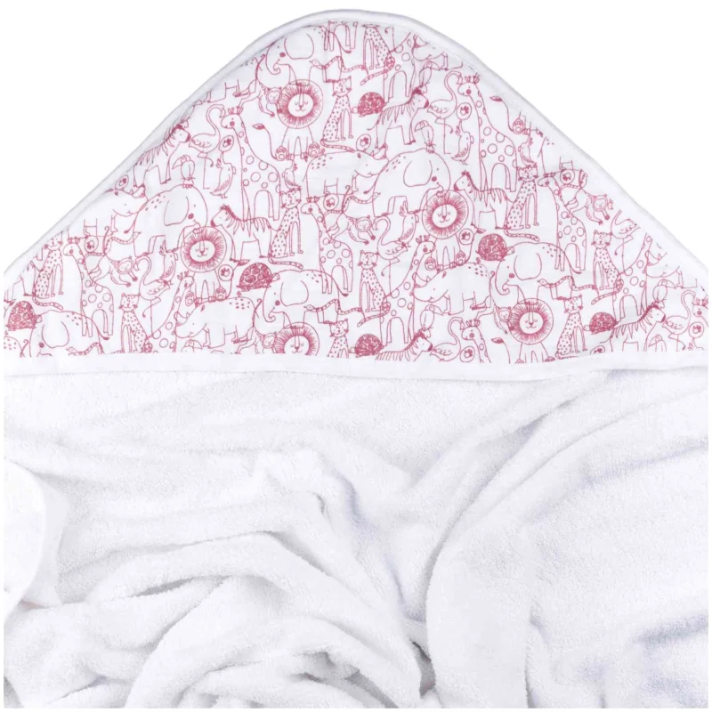 XKKO BMB bambusová froté osuška s kapucňou 90x90 cm Safari W/Mesa Rose