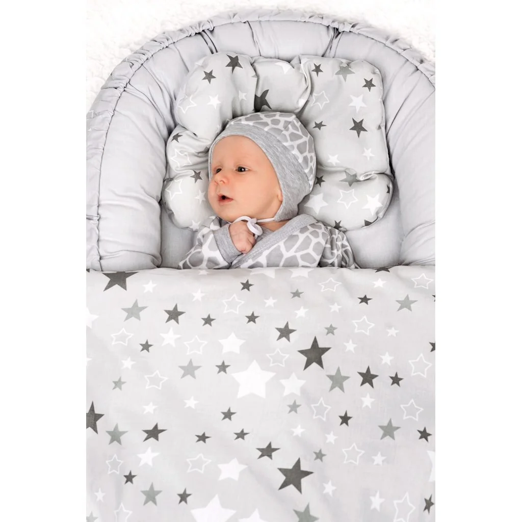 Luxusné hniezdočko s perinkou pre bábätko New Baby sivé hviezdy ,