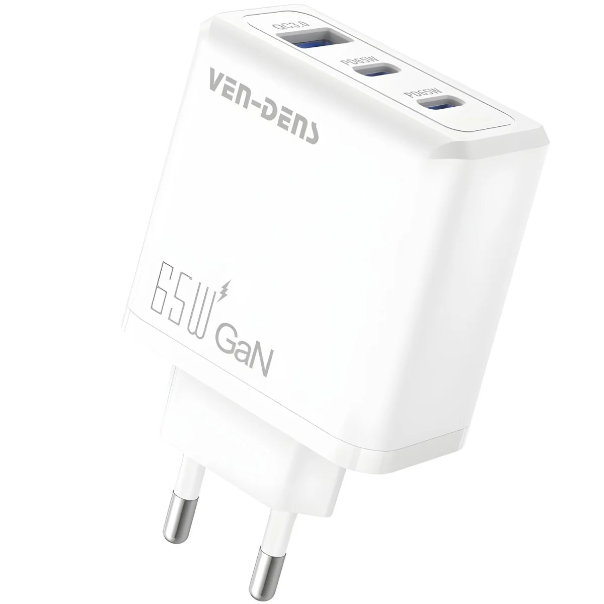 65W rýchlonabíjač s 3-portovým výstupom - biela GaN technológia