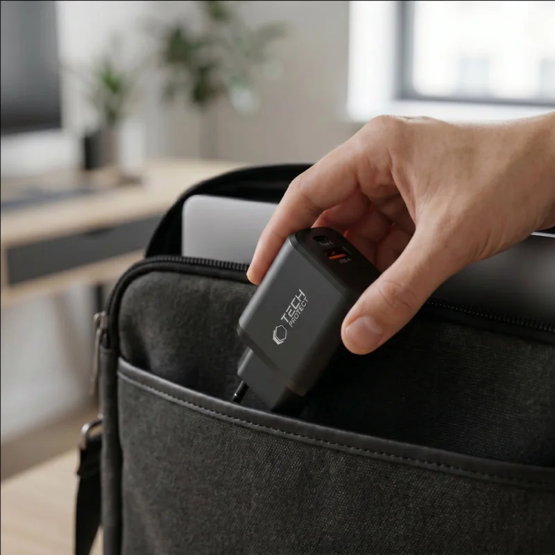 Tech-Protect NCA65W GaN sieťová nabíjačka USB / USB-C QC PD 65W, čierna