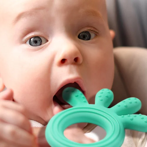 BABYONO Hryzačka silikónová Octopus mint 1×1 ks