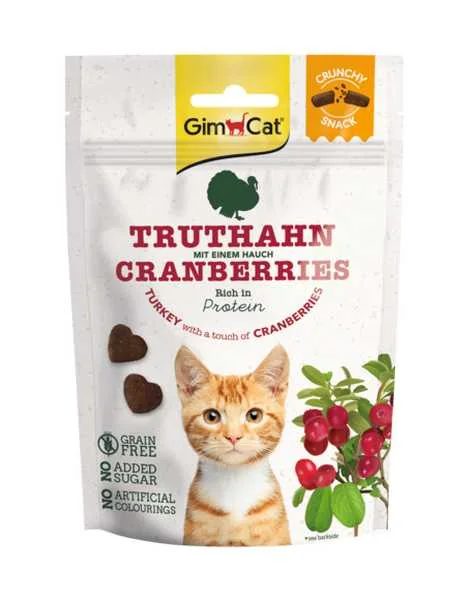 Gimcat Crunchy Snacks Moriak s Brusinami 1×50 g, maškrta pre mačky