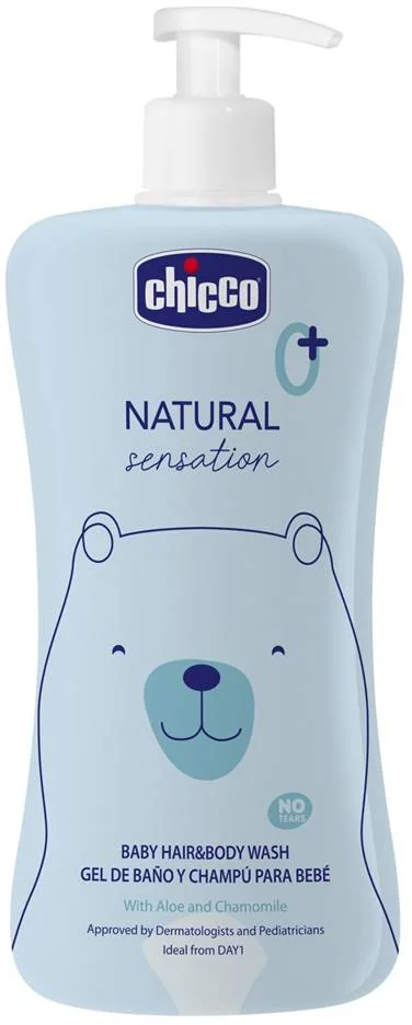 CHICCO Šampón na vlasy a telo Natural Sensation s aloe a kamilkou 500ml, 0m+ 1×500 ml, detský šampón na vlasy a telo
