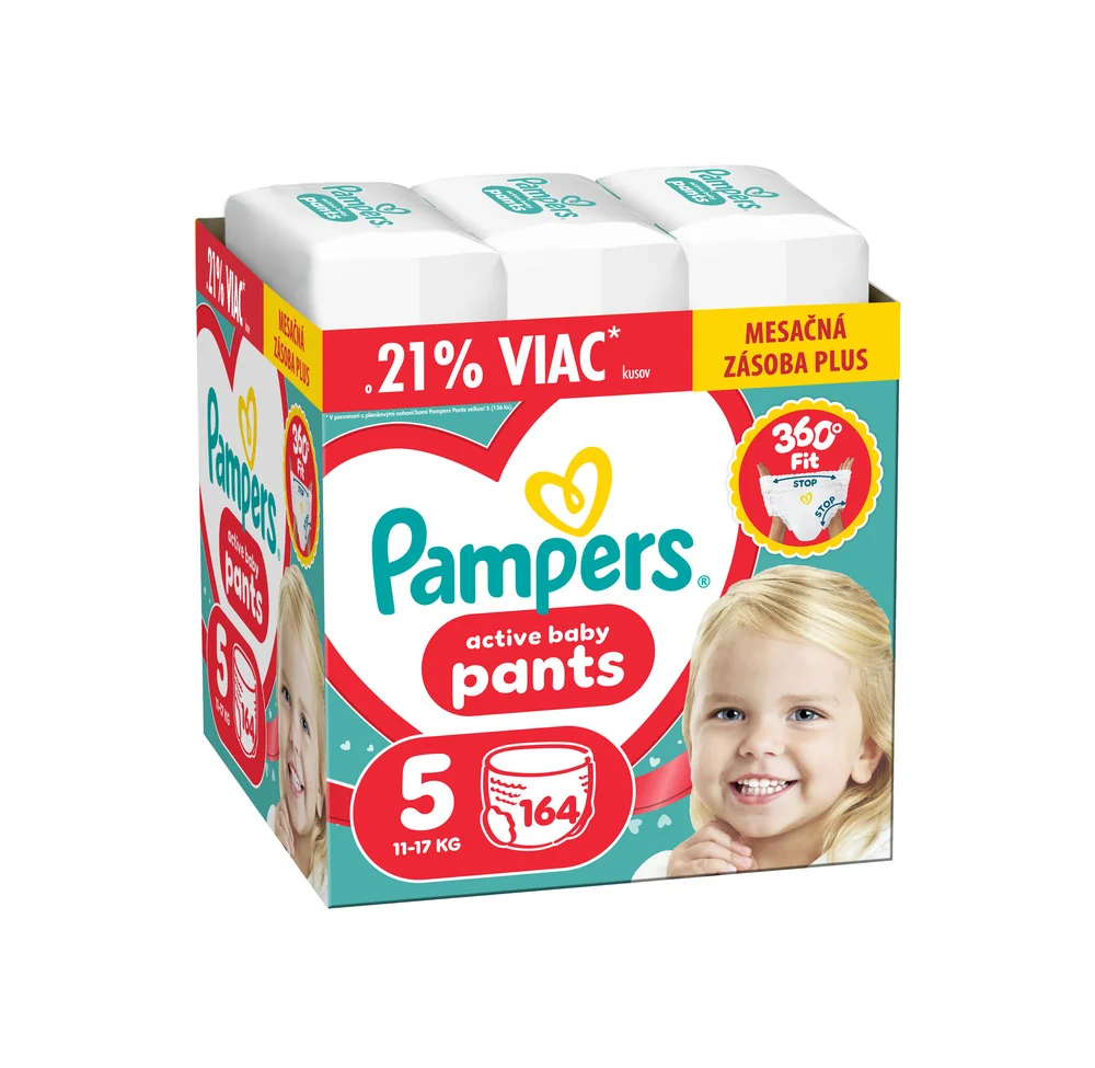 Pampers Active Baby plienkové nohavičky, veľkosť 5, 11kg-17kg 164 ks