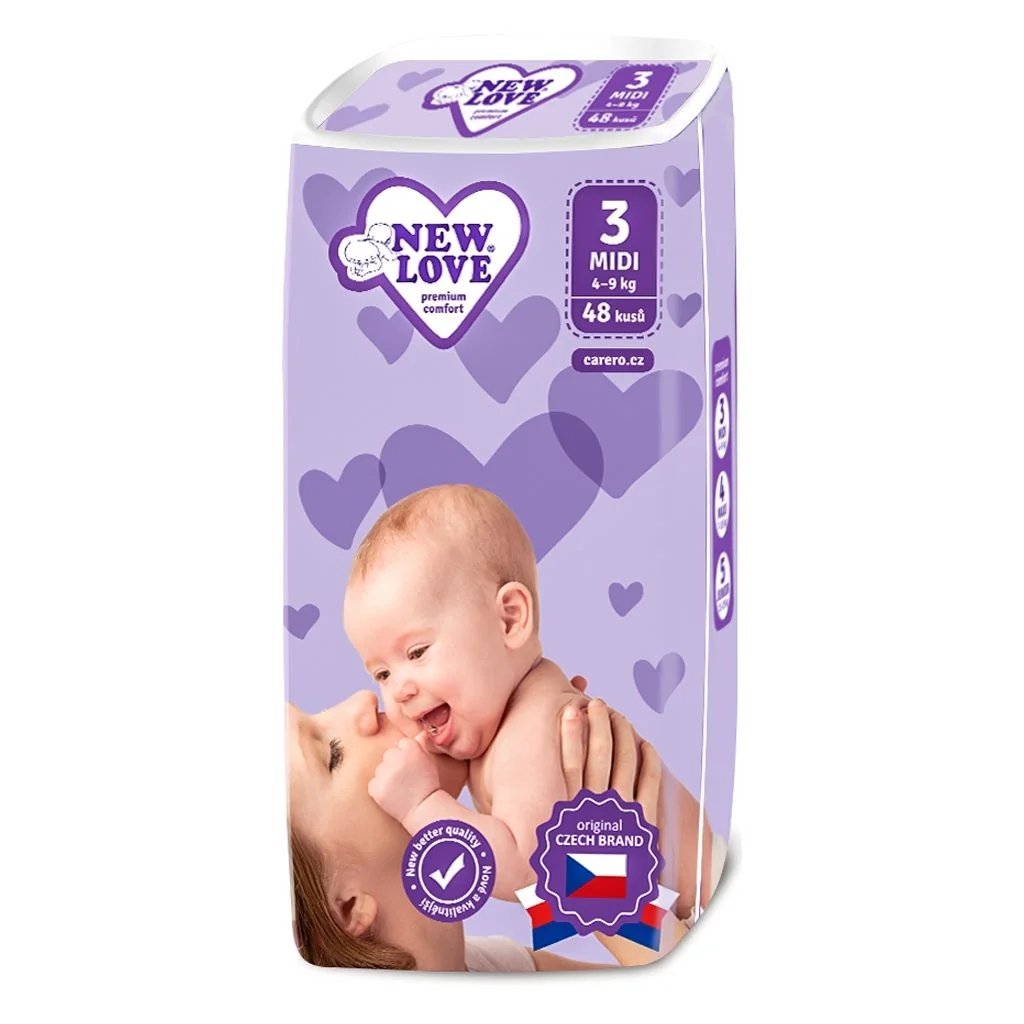 MEGAPACK Detské jednorazové plienky New Love Premium comfort 3 MIDI