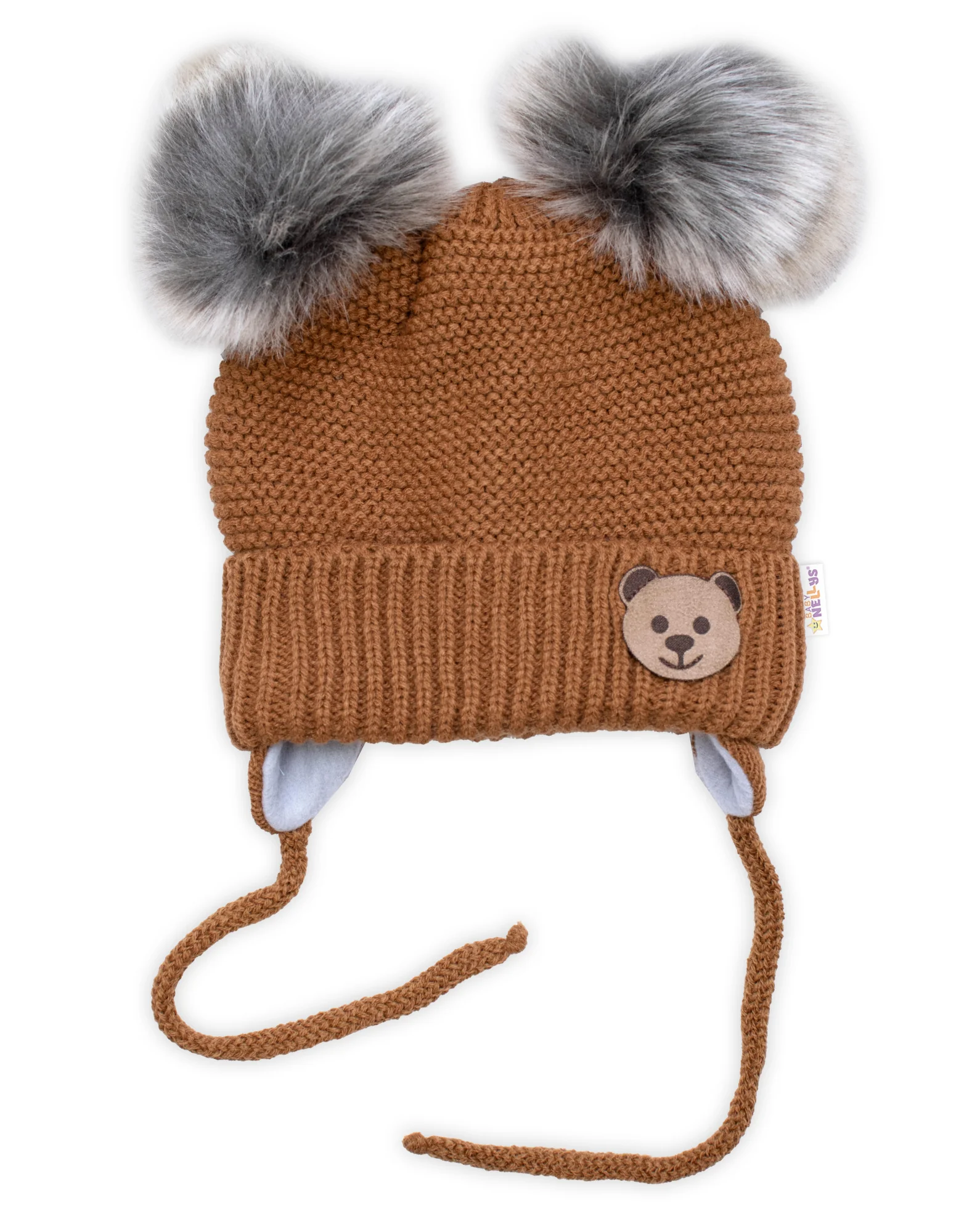Detská sada, zimná čiapka so šálom + rukavičky 3D, Teddy Bear - hnedá