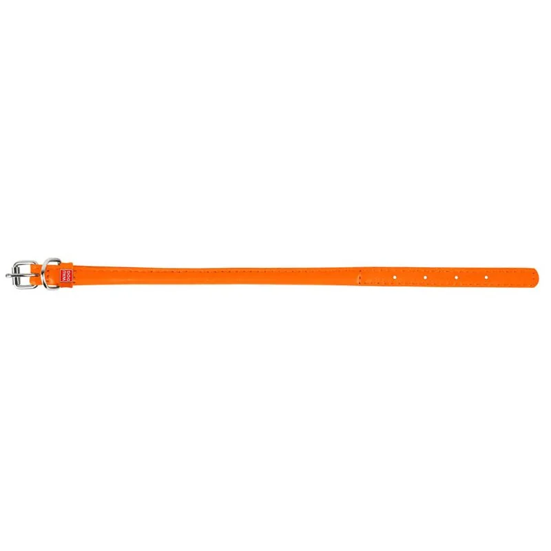 Okrúhly kožený obojok oranžový, Obvod krku: 33-41cm, šírka obojku: 8mm
