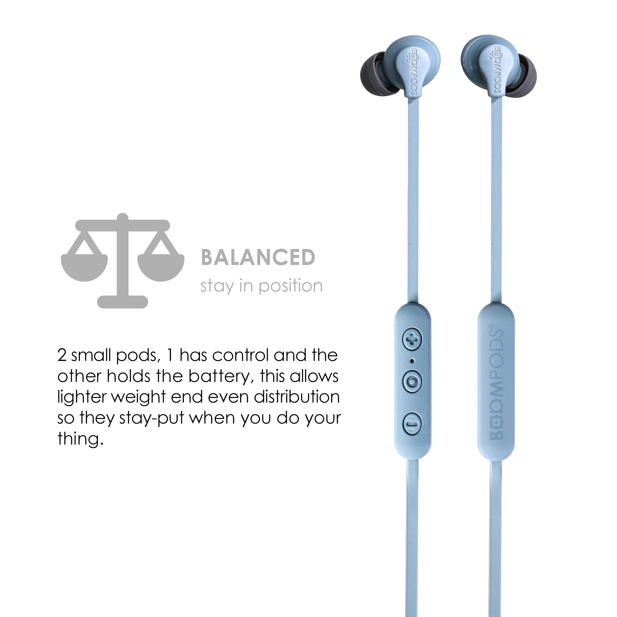 BOOMPODS sportline bezdrôtové slúchadlá ľadová modrá