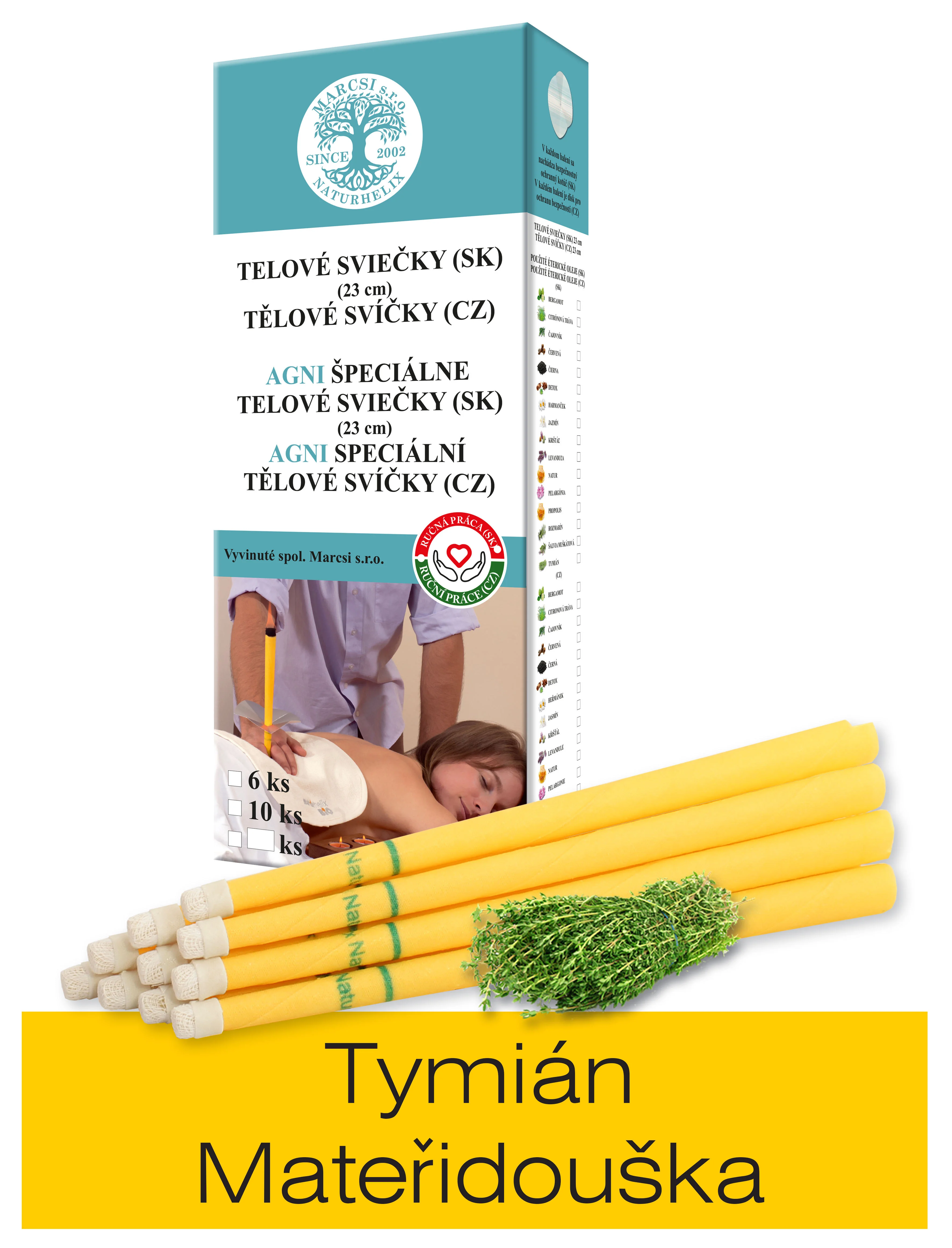 Telové sviečky TYMIAN-MATERINA DÚŠKA(set6)