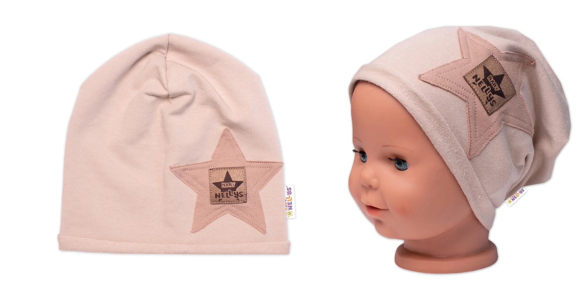 Detská čiapka bavlna, Baby Star, Baby Nellys, béžová, veľ. 104/134