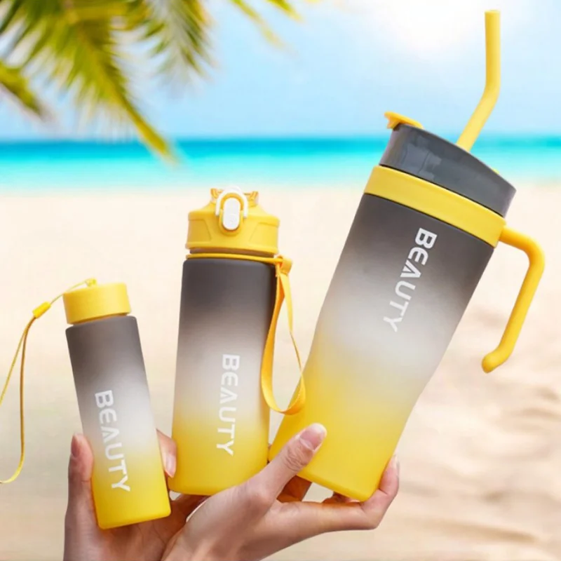 Livefy 3in1 Set fľašky na vodu a pohár Sunrise, ombre