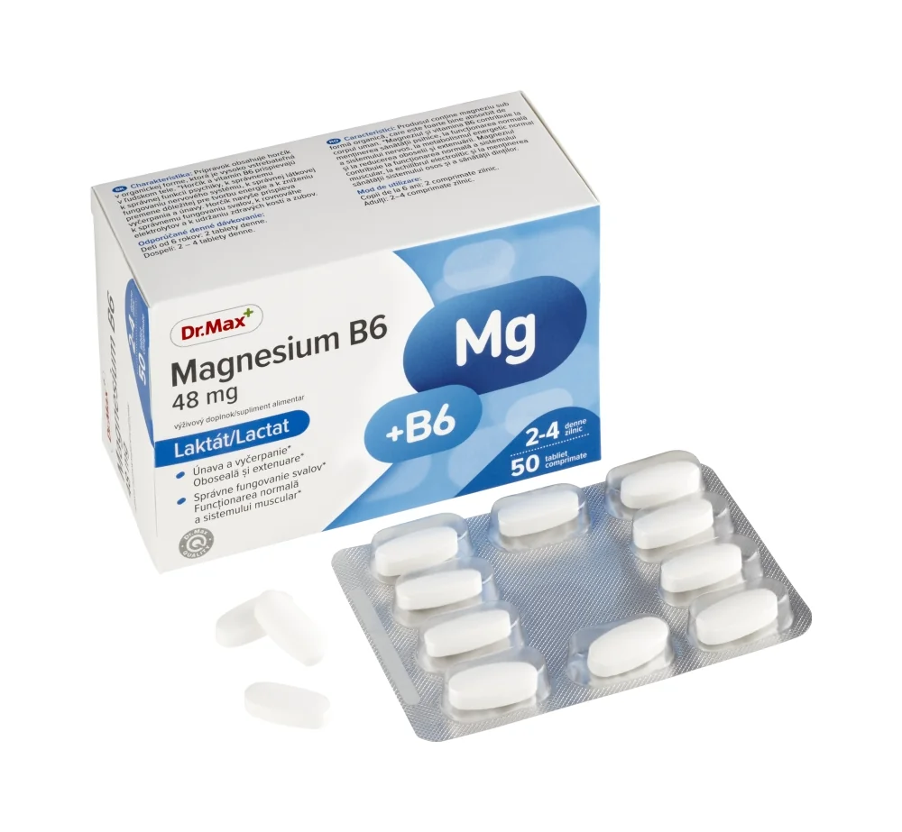 Dr. Max Magnesium B6 Laktát 1×50 tbl, horčík