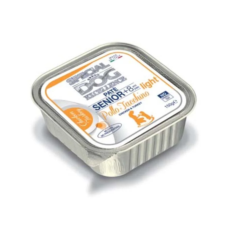 MONGE SPECIAL DOG EXCELLENCE SENIOR LIGHT pate kura & morka 150g vanička