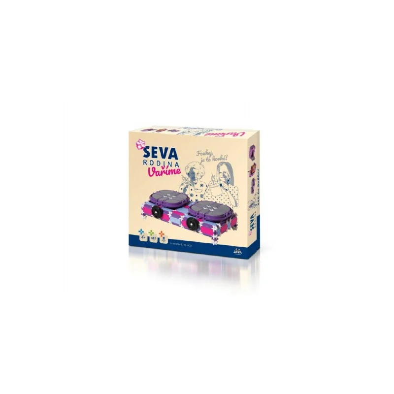 SEVA Stavebnica Seva Rodina Varíme varič + robot + mikrovlnná rúra plast 682 dielikov v krabici 35x33x8,5 