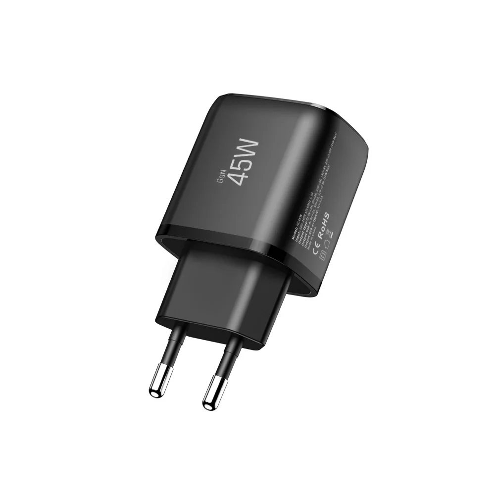 Tech-Protect NCA45W GaN sieťová nabíjačka USB / USB-C 45W PD QC + kábel USB-C, čierna l USB-C, čierna