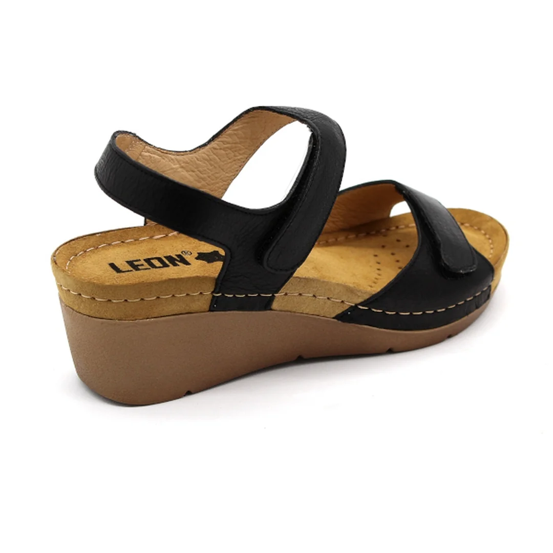 1041 Zdravotné celokožené sandále na platforme 37 - 24cm, čierna, 6,5 cm