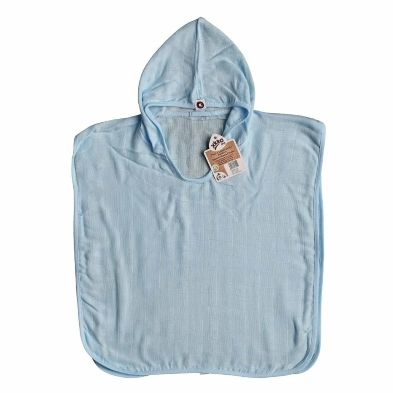 XKKO bambusové pončo s kapucňou BMB Colours baby blue, veľ. 2 (2-3 roky)