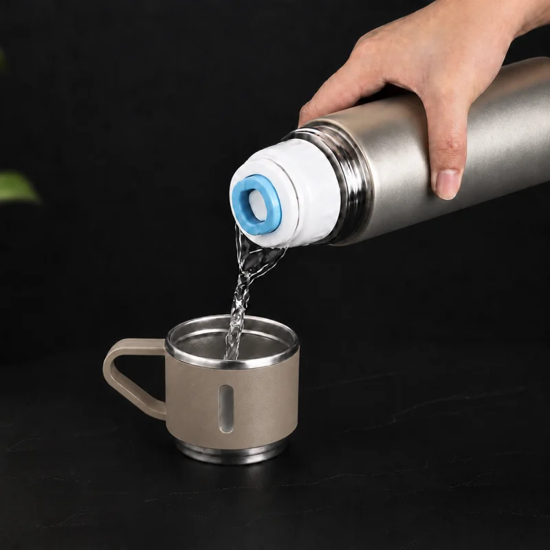 Livefy termoska s pohárom Vello 500ml, béžová