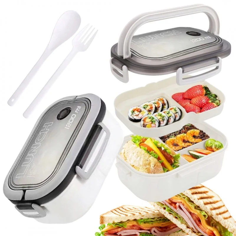 Livefy obedový box s príborom Lunch 1.2l, biely