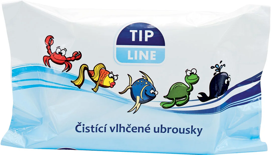 Tip Line detské čistiace vlhč.obrúsky 1×60 ks, čistiace vlhčené obrúsky