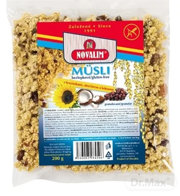 MUSLI BEZLEPKOVE GRANULOVANÉ 1×200 g, s hrozienkami, slnečnicou a kokosom