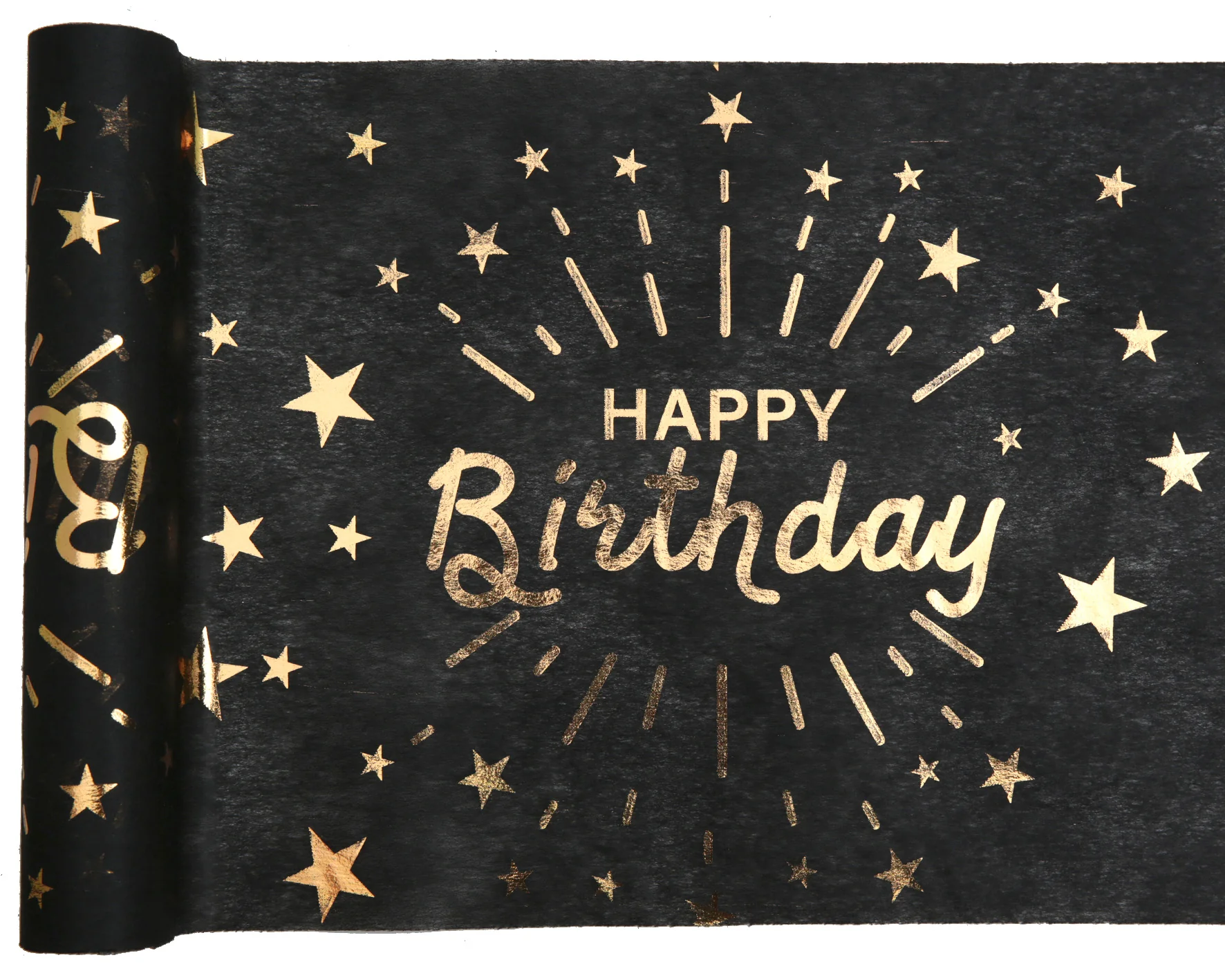 Behúň Happy Birthday čierno-zlatý 30cmx5m