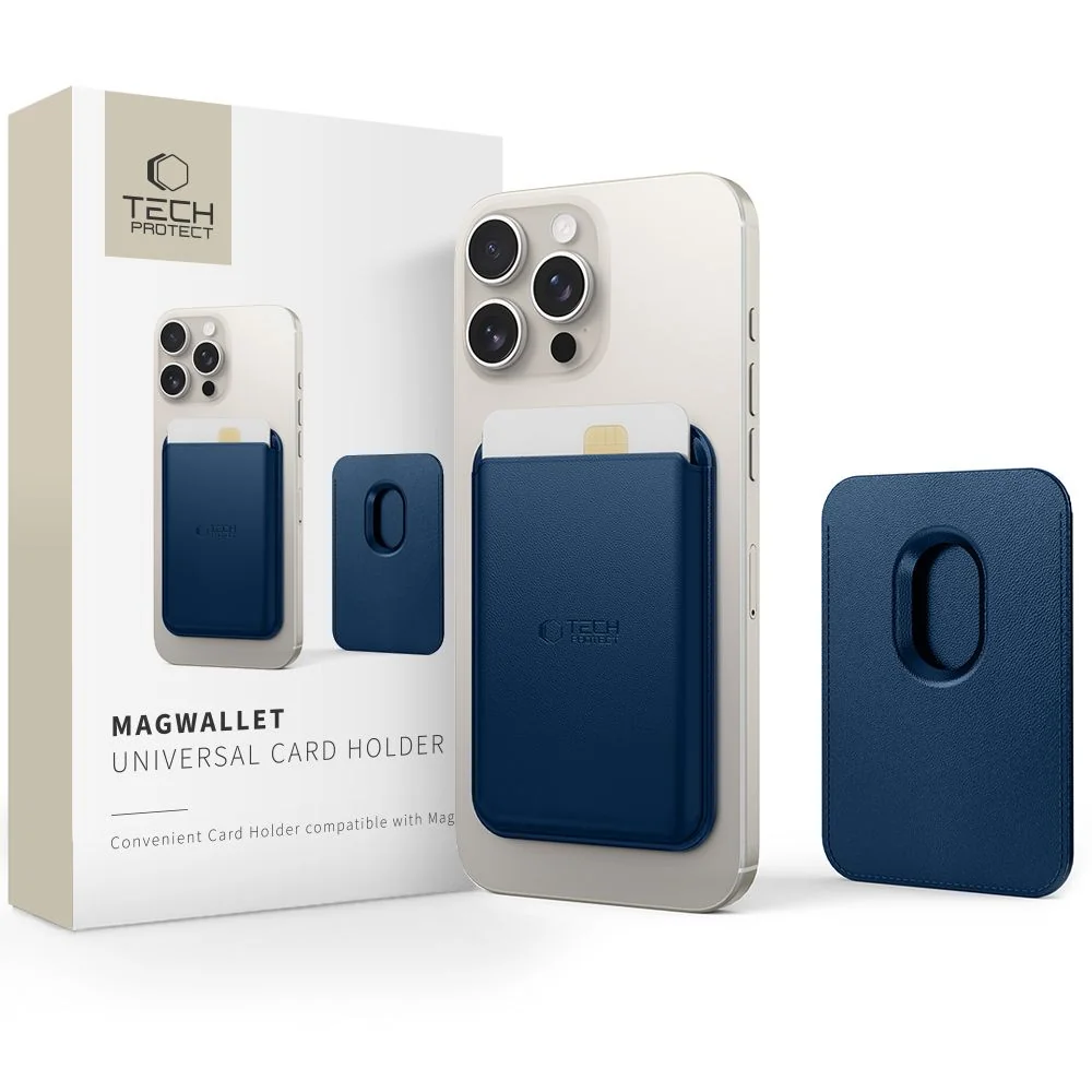 Tech-Protect MagWallet MagSafe obal na kartu na mobil, tmavomodrý
