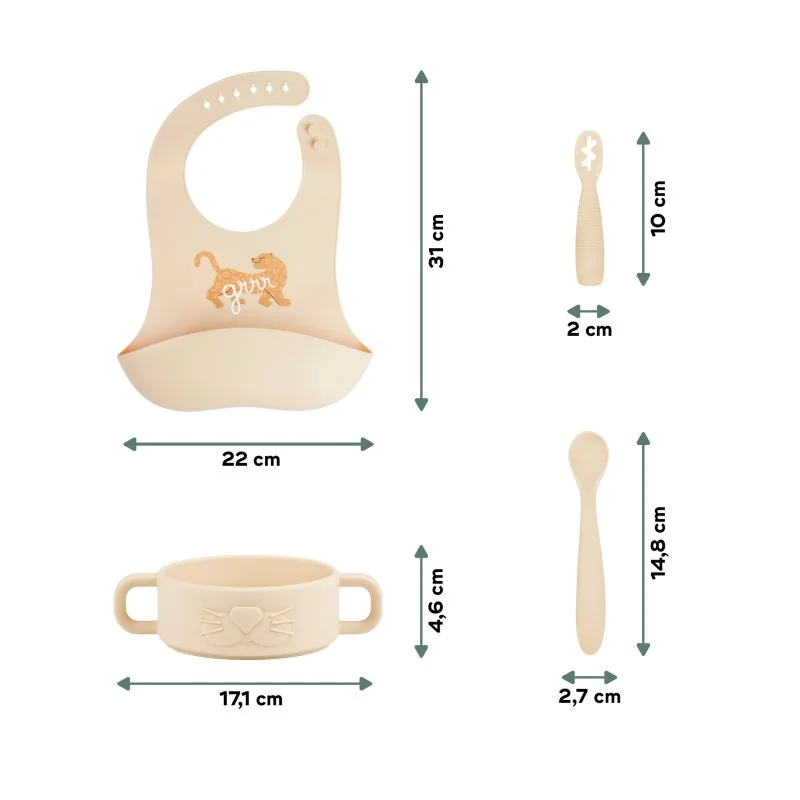 Babymoov silikónová jedálenská súprava Baby First MEAL SET Mini Roar