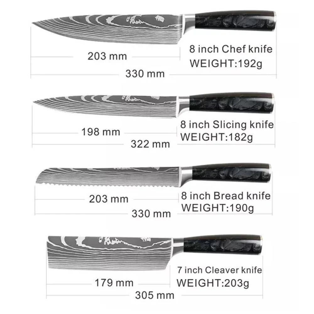 Sada kuchynských nožov Blade-9ks Hnedá 9 kusov, uhlíková oceľ